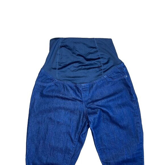 Maternity Over-Belly Skinny Jeans Dark Wash Denim Elastic Waistband Size 8/29R - Picture 4 of 6